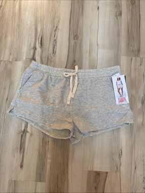 Celebrity Pink Light Gray Fleece Athletic Shorts with Drawstring
